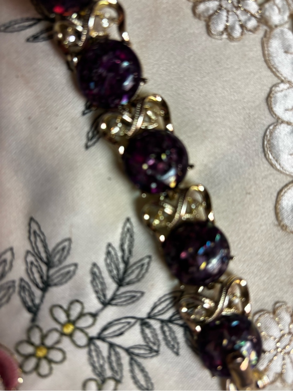 Coro Gold-Tone Bracelet with Deep Purple Stones
